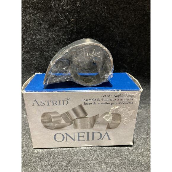 Oneida Astrid Set Of 4 Stainless Steel Napkin Rings New Old Stock - Picture 5 of 10